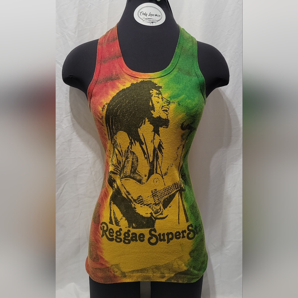 Vintage 80s/90s Reggae Superstar Big Brand Tank Top Size Small 100%Cotton